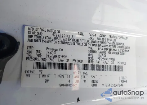 2014 Ford Focus Se from USA, damaged, VIN 1FADP3K25EL333691